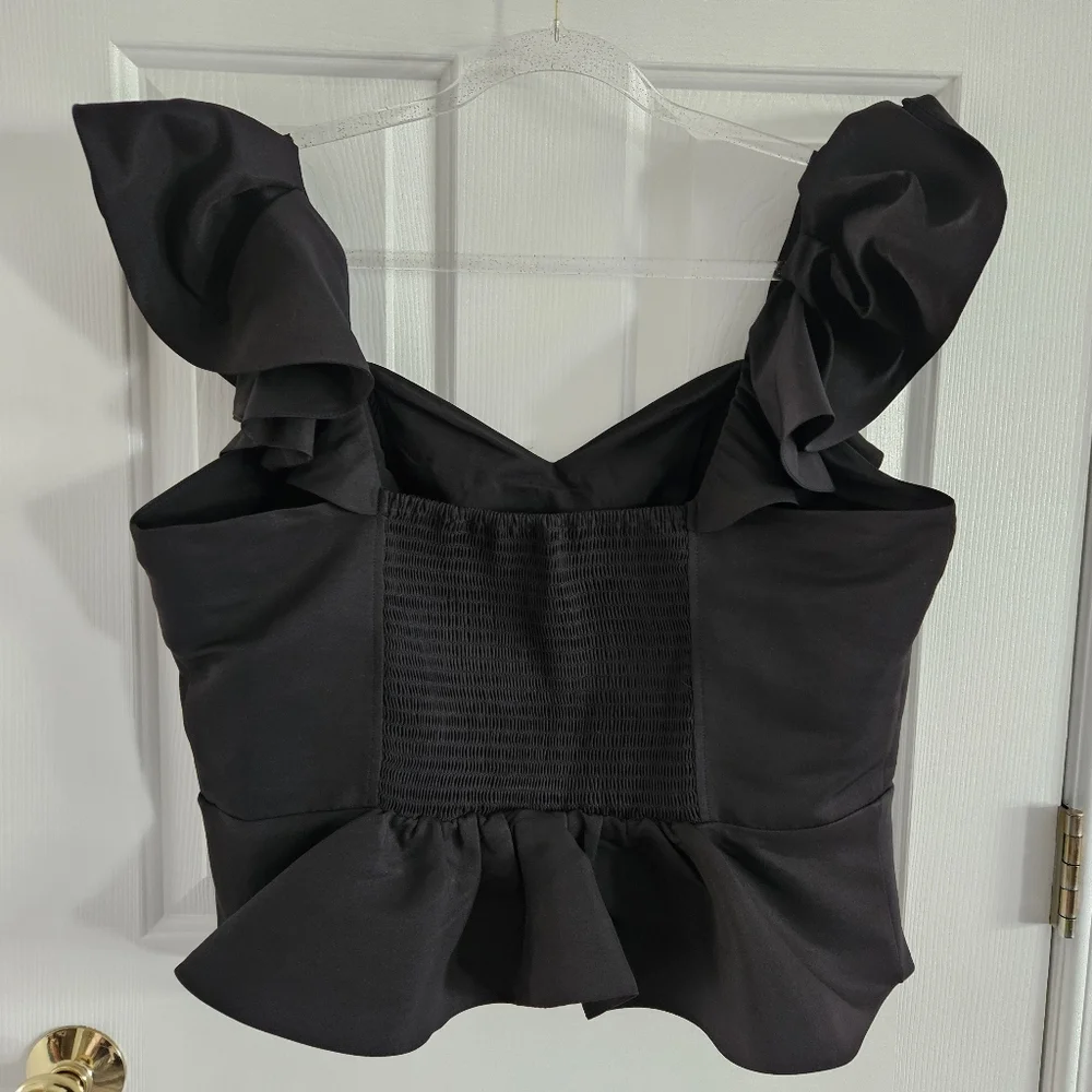 NWOT Express Flutter Sleeve Peplum Ruffle Top - Picture 6 of 9